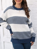 Loose contrast striped sweater