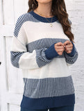 Loose contrast striped sweater