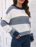 Loose contrast striped sweater