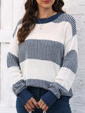 Loose contrast striped sweater
