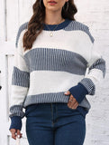 Loose contrast striped sweater