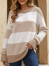 Loose contrast striped sweater