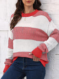 Loose contrast striped sweater