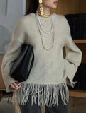 Fashionable loose tassel sweater