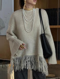 Fashionable loose tassel sweater