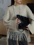 Fashionable loose tassel sweater