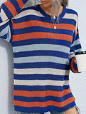 Loose striped crew neck base knit sweater