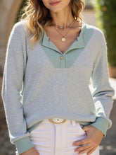 Casual fake two-piece loose long-sleeved top