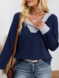Casual fake two-piece loose long-sleeved top
