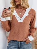 Casual fake two-piece loose long-sleeved top