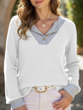 Casual fake two-piece loose long-sleeved top