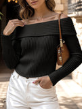 Solid color long-sleeved T-shirt sweater