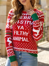 Christmas Tree Letters Cartoon Knitted Sweater