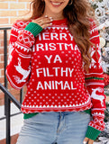 Christmas Tree Letters Cartoon Knitted Sweater