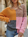 Irregular patchwork deep knit sweater