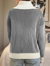 Retro oversized collar turtleneck striped sweater
