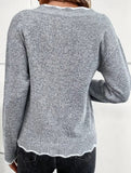 Hollow-out long-sleeved pullover knit sweater