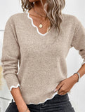 Hollow-out long-sleeved pullover knit sweater