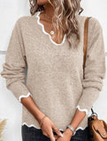 Hollow-out long-sleeved pullover knit sweater