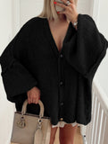 loose and relaxed v-neck knit cardigan