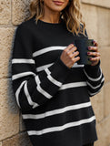 lazy-style striped crew neck sweater
