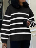 lazy-style striped crew neck sweater