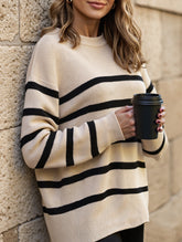 lazy-style striped crew neck sweater
