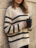 lazy-style striped crew neck sweater