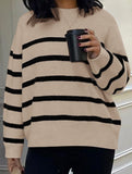 lazy-style striped crew neck sweater