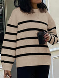 lazy-style striped crew neck sweater