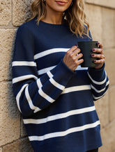 lazy-style striped crew neck sweater