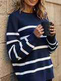 lazy-style striped crew neck sweater