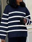 lazy-style striped crew neck sweater