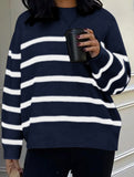 lazy-style striped crew neck sweater