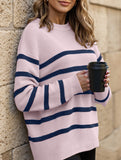 lazy-style striped crew neck sweater