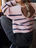 lazy-style striped crew neck sweater
