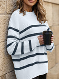 lazy-style striped crew neck sweater