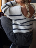 lazy-style striped crew neck sweater