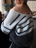 lazy-style striped crew neck sweater