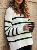 lazy-style striped crew neck sweater