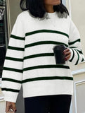 lazy-style striped crew neck sweater