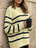 lazy-style striped crew neck sweater
