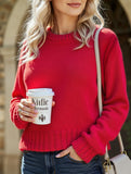 retro-style loose-fitting short knit sweater