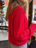 retro-style loose-fitting short knit sweater