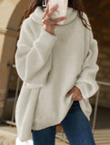 Plus-size loose solid color turtleneck knit sweater