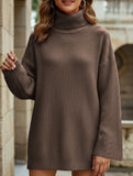 Loose-fitting solid color turtleneck sweater