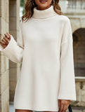 Loose-fitting solid color turtleneck sweater