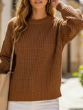 Casual short pullover crew neck knit sweater