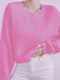 Casual short pullover crew neck knit sweater