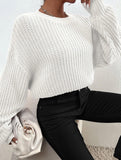 Casual short pullover crew neck knit sweater